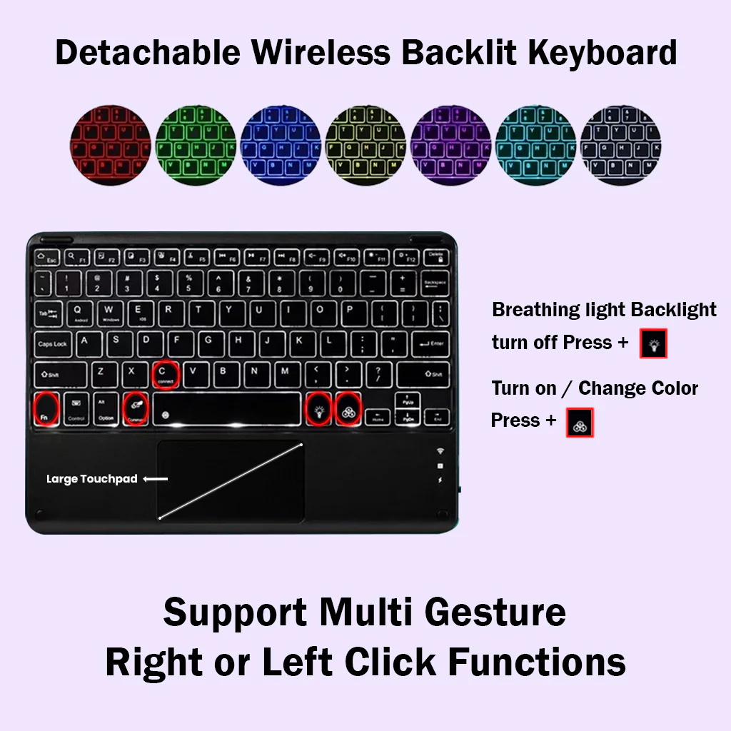 X510T Keyboard Case for Samsung Galaxy Tab S9 / S9 FE / S8 / S7 - Image 3