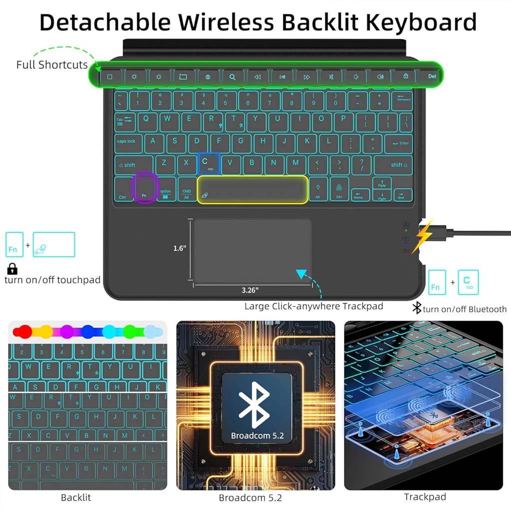 YJ-M711 Keyboard Case for Huawei MatePad 10.95” with Kickstand - Image 3