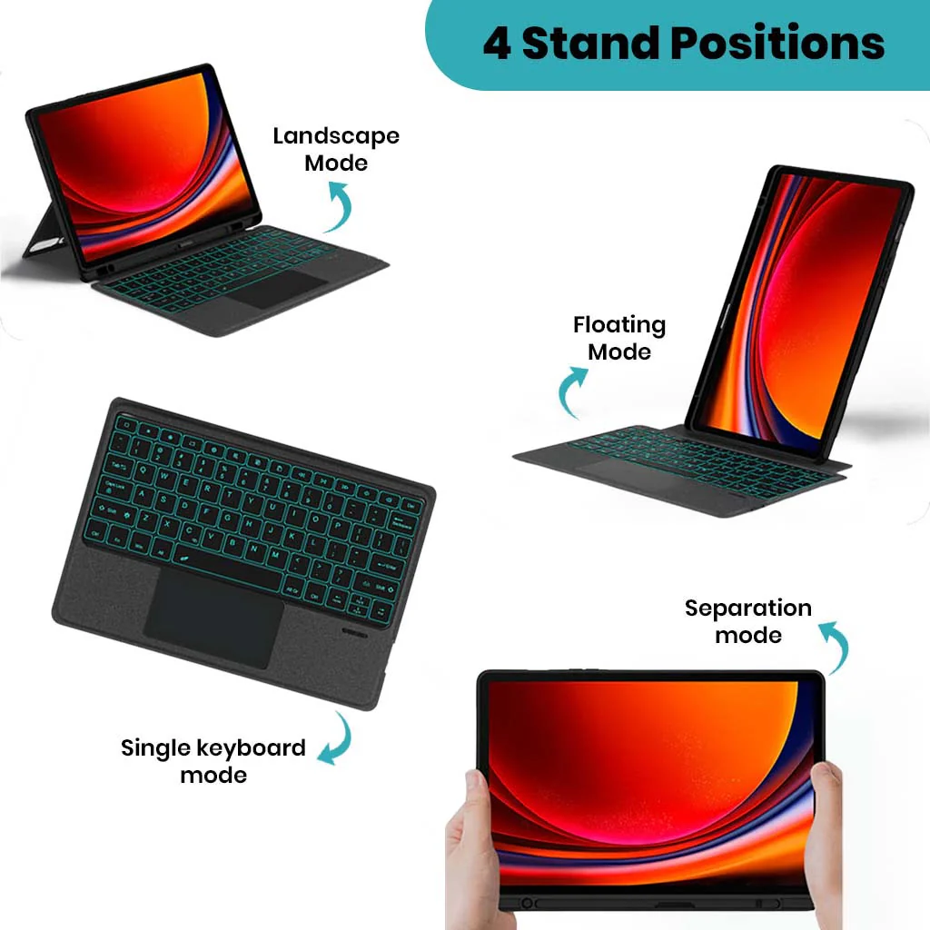 YJ-S9+ keyboard case for Samsung Galaxy S9 Plus/ S9 FE Plus 12.4” - Image 3